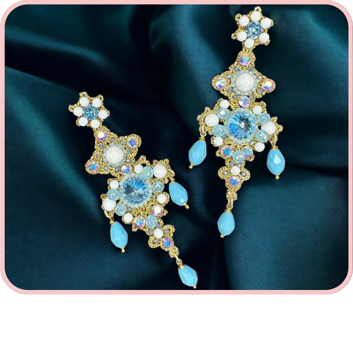 Stunning earrings from (New) Summer Edition collection featuring blue gemstones and intricate designs.