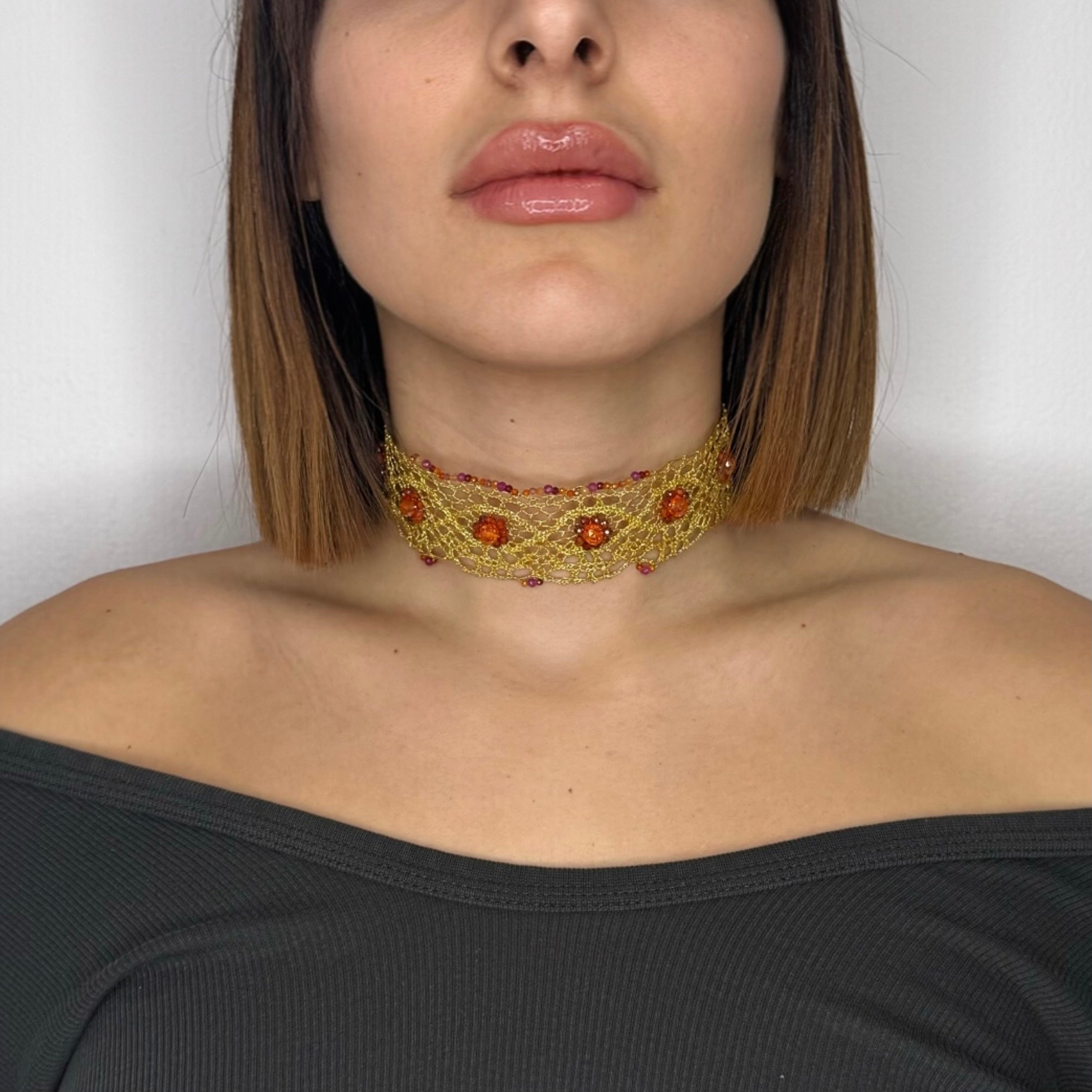 Orangefarbenes Lolita-Halsband