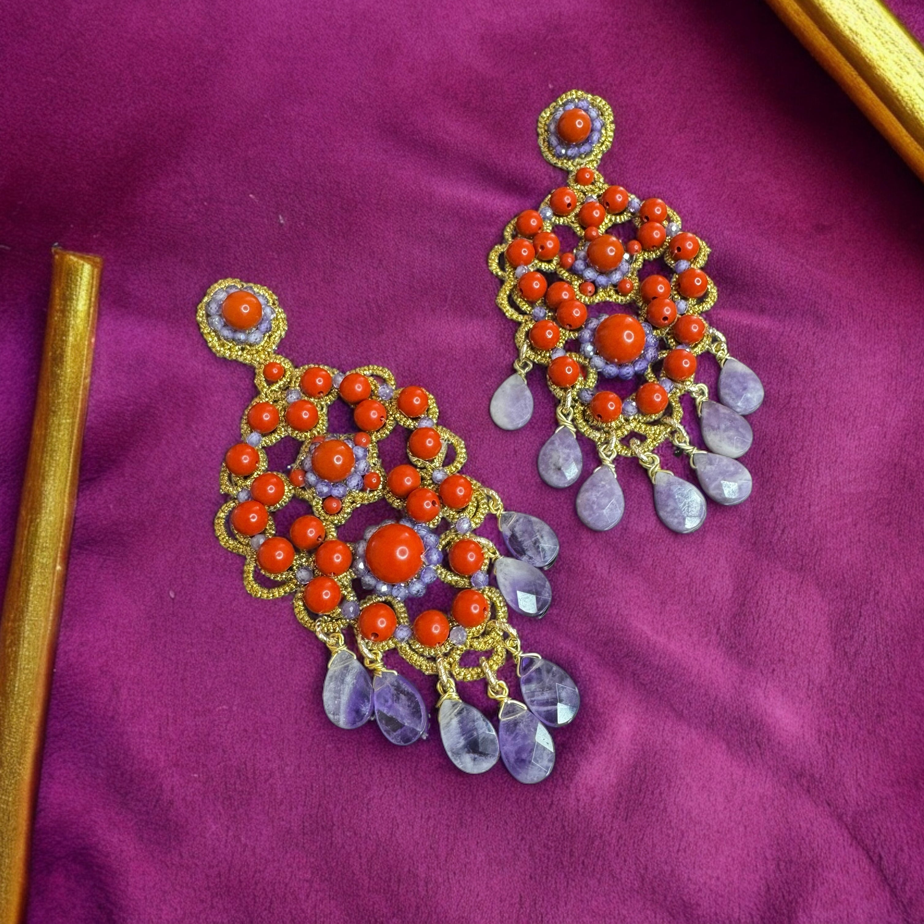 Orecchini coral amethyst