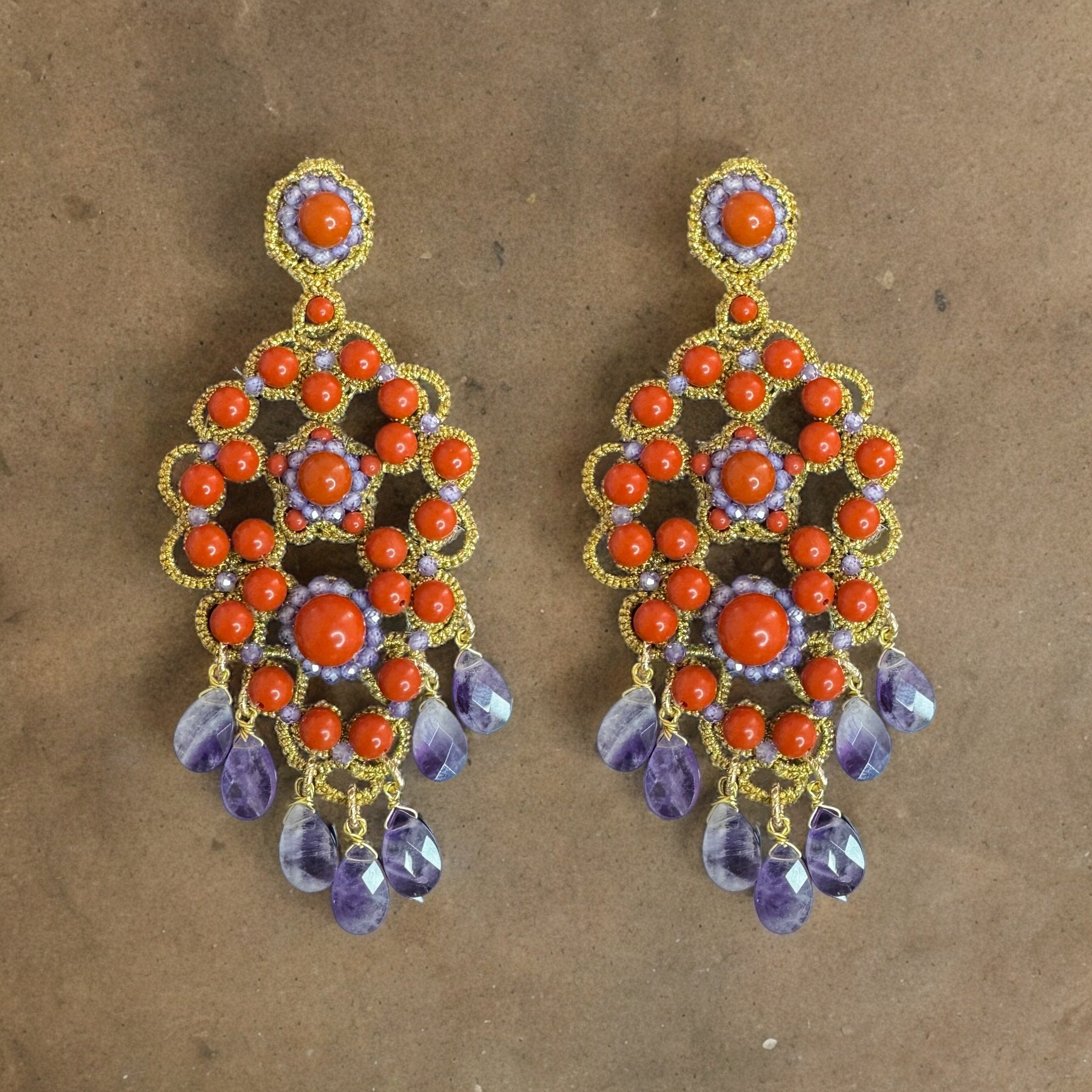 Orecchini coral amethyst