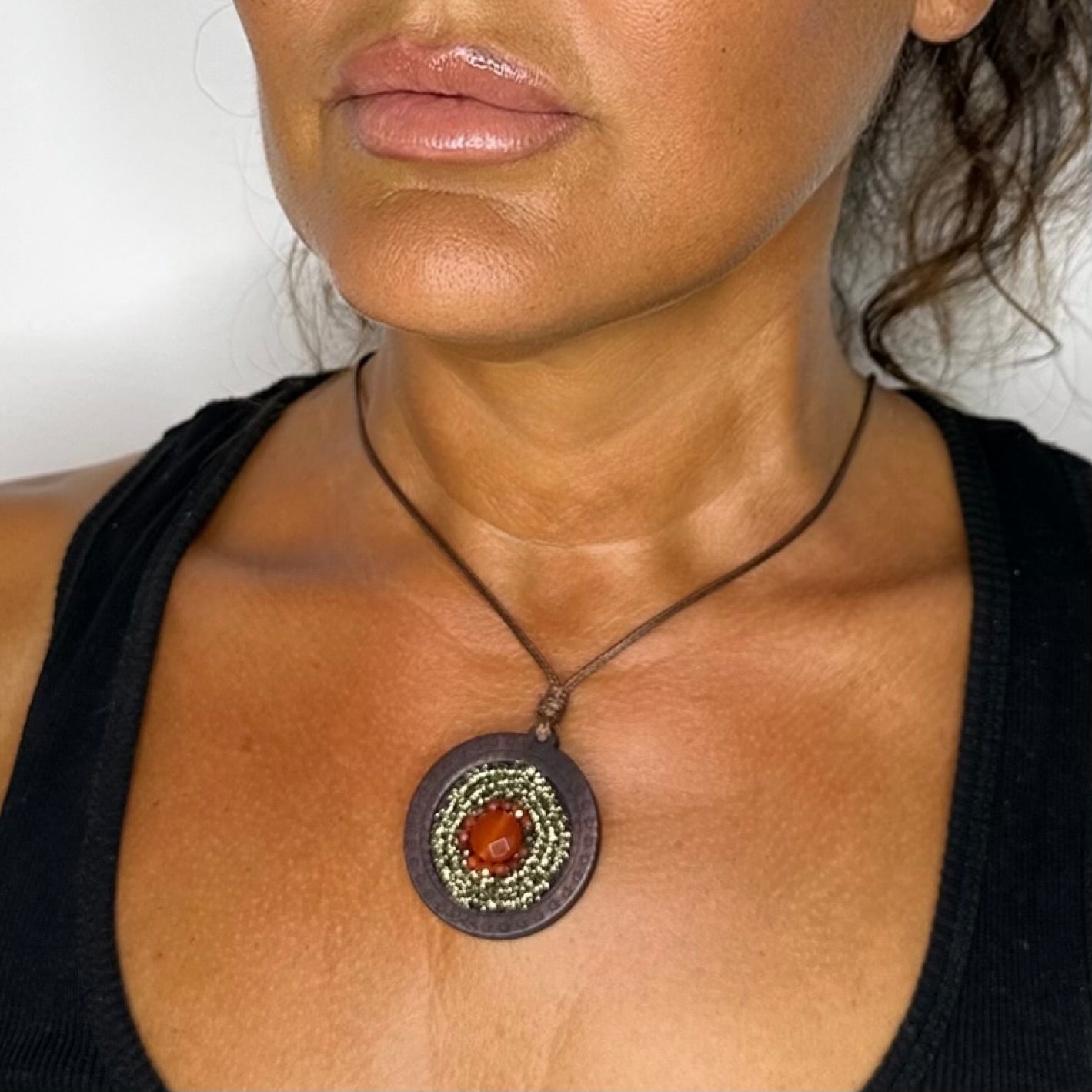 Collana ciondolo Lignu arancio