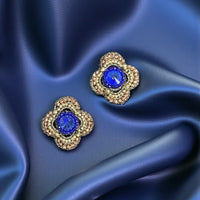 Orecchini a bottone Madeira blu