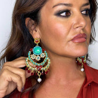 Grüne Bouquet-Glockenohrringe