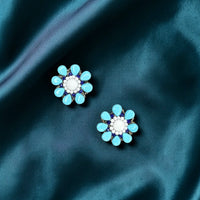 Orecchini a bottone Margherita turchese