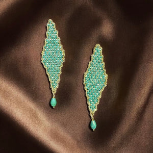 Orecchini a telaio green&light blue