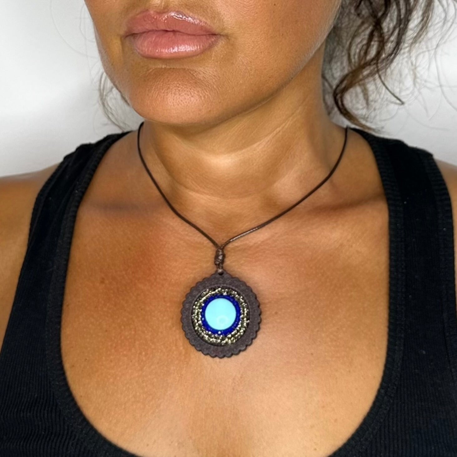 Collana ciondolo Lignu blu
