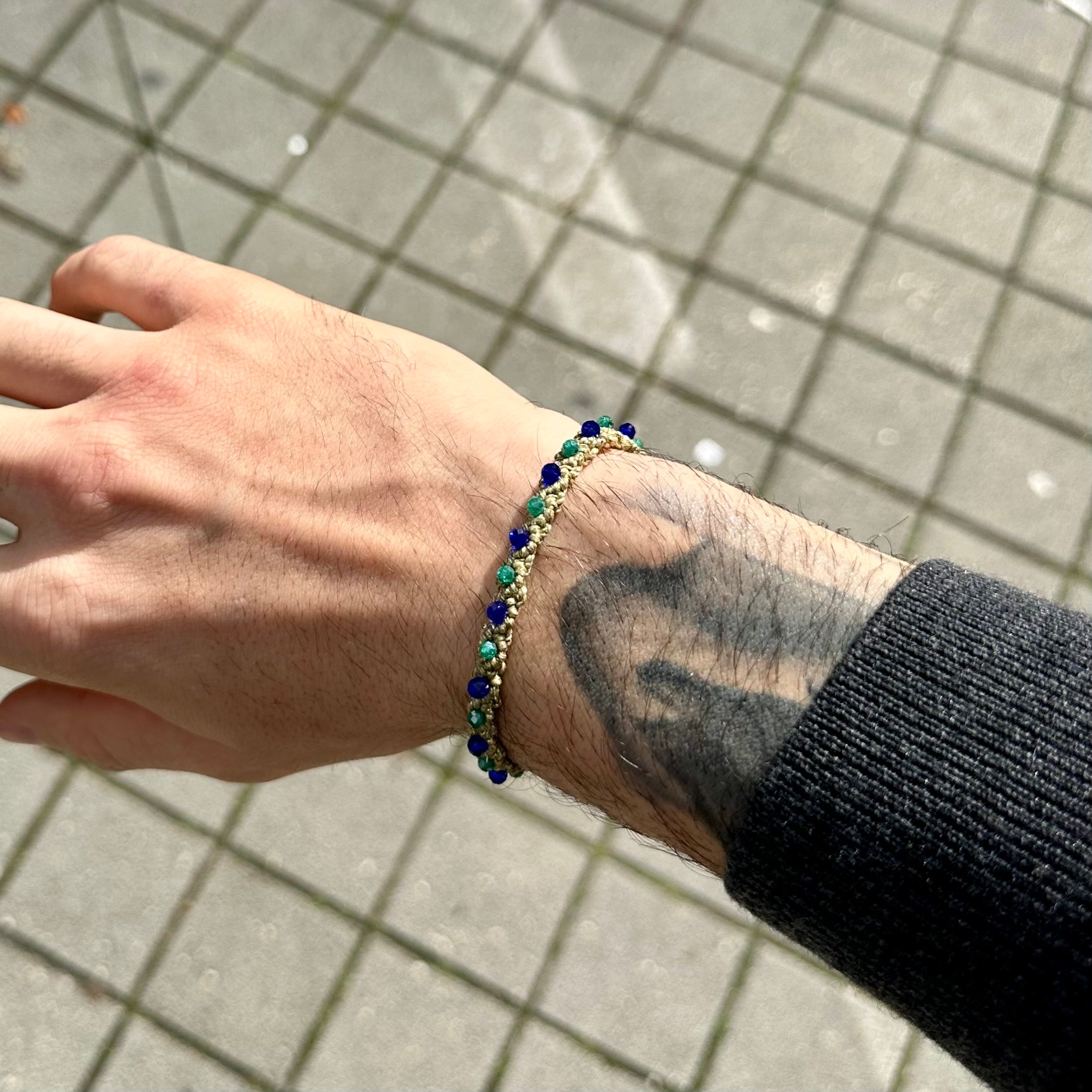 Bracciale intreccio verde&blu