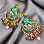 Green bellflower bouquet earrings