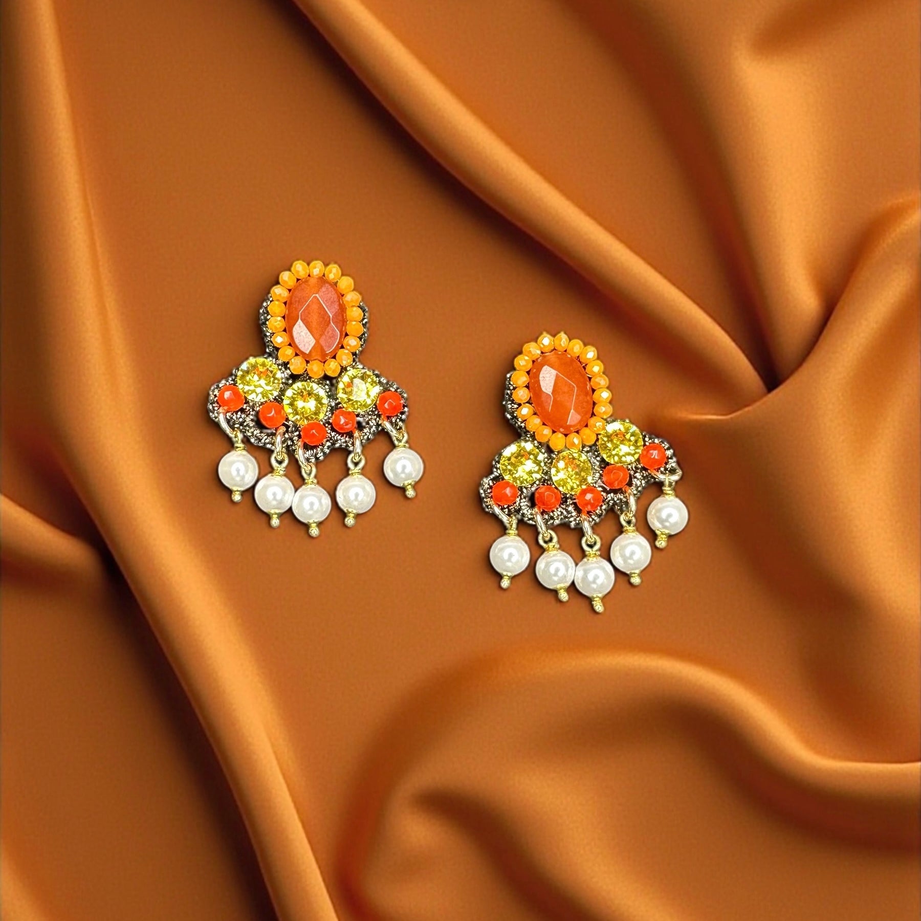 Orecchini a bottone Audrey orange