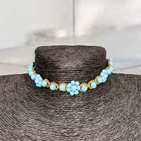 5 Blumen Türkis Choker