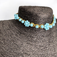 5 Blumen Türkis Choker
